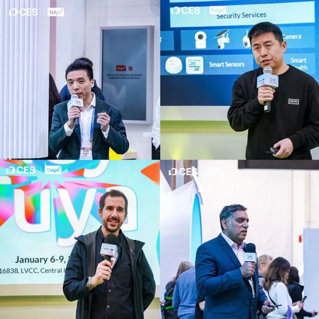 【演讲嘉宾：Konec创始人兼CEO Marvin Hou（左上）；T3科技CEO余小磊（右上）；SGW Global全球产品总监Richard Hall-Smith（左下）；XINYISEMI战略伙伴关系负责人Sumit Kharbanda（右下）】